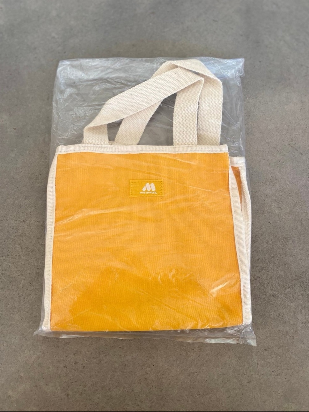 MOS BURGER Japan Tote Bag Canvas Yellow Lunch Tote Novelty Promo NWT